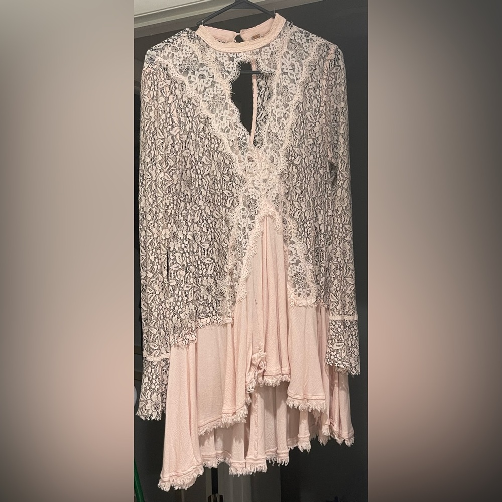 Free People Secret Origins Pieced Lace Tunic Dress
